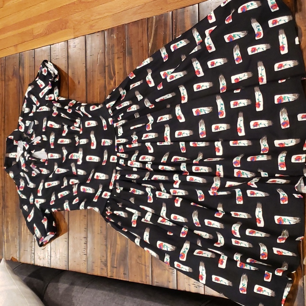 Unique vintage fit and flare Rose Print dress